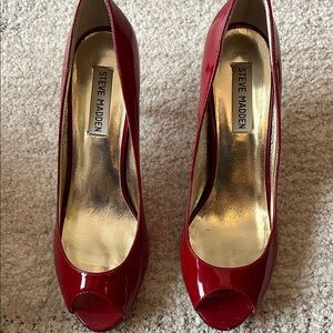 Steve Madden Glossy Red Peep Toe Heels